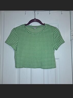 Freshman Green Gingham Short Sleeve Top